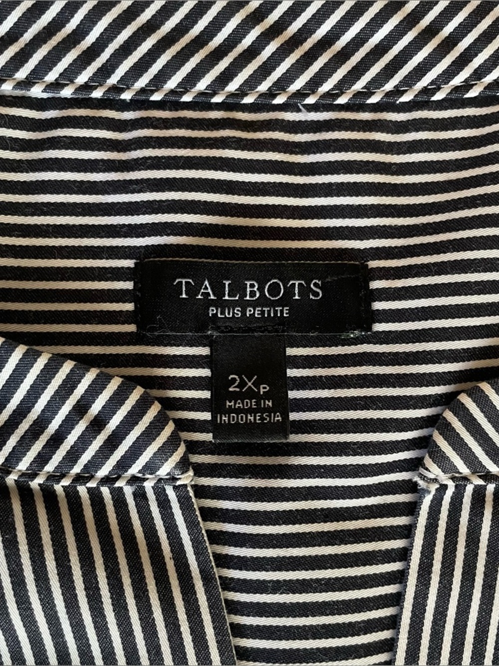 Talbots 100% Cotton 3/4 Sleeve Striped Lagenlook Tunic Top Size 2Xp / XXLP - Picture 12 of 13